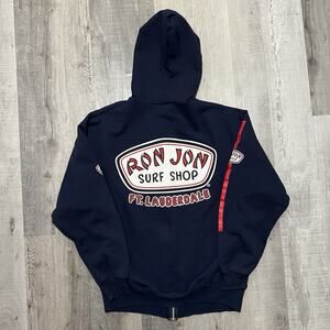 VTG Ron Jon Surf Shop Full Zip Ft. Lauderdale Florida Navy Blue Surfing Hoodie L